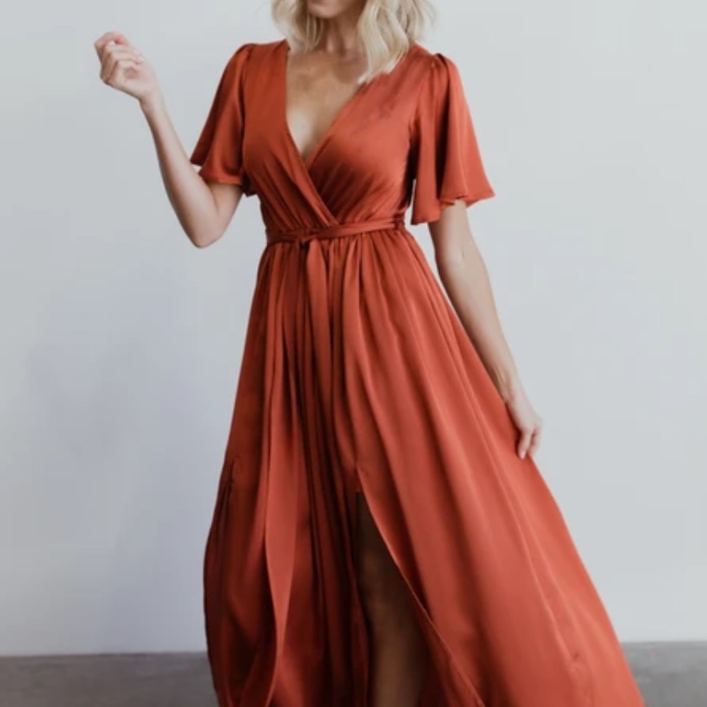 Baltic Born Rust Sicily Satin Maxi Dress